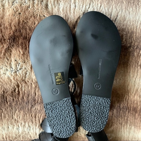 Ancient Greek Sandals Themes Gladiator Black Leather - Picture 14 of 15